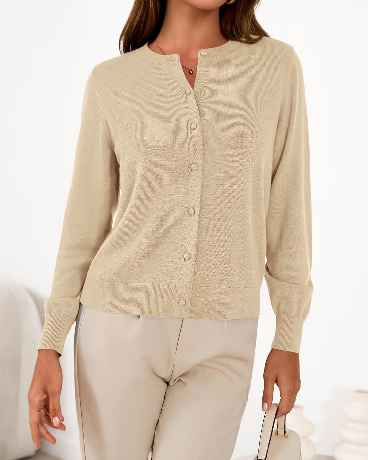 BTFBM Cardigan Sweaters for Women Cashmere Sweater Lightweight Button Down Casual Knit Shrugs Tops Early Spring Fashion - Image 4