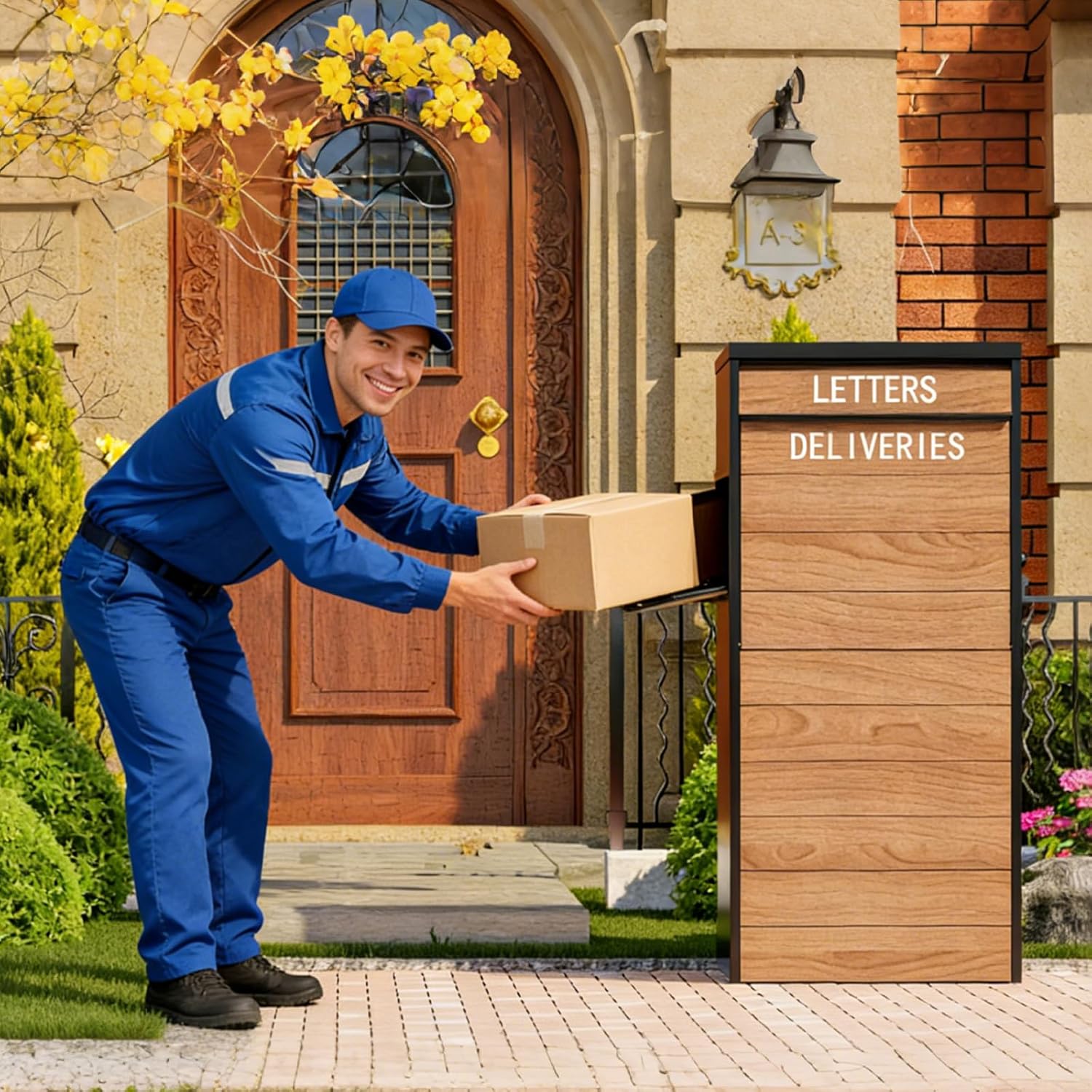 KAER Package Delivery Boxes for Outside,41.54"x19.69"x15.75" Cold-Rolled Steel Delivery Box for Packages & Mails, Anti-Theft Lockable Large Parcel Drop Box for Outdoor, Porch, Curbside
