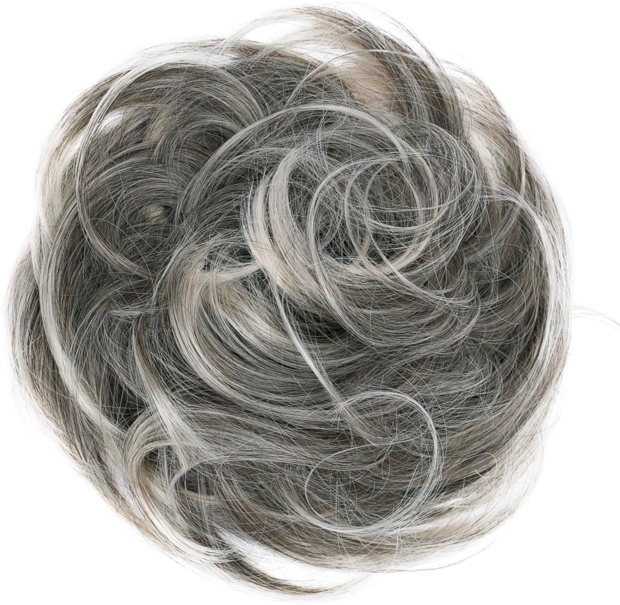CAISHA Synthetic Fiber Hairpiece Scrunchie Scrunchy Updo Slightly Wavy Gray Blond Mix G21B