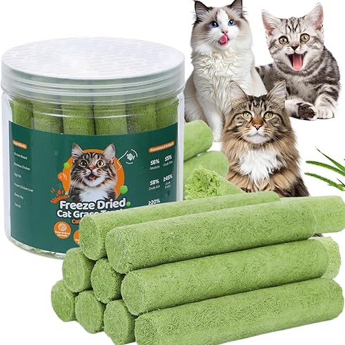 75g Freeze-Dried Cat Grass Sticks, Natural Hairball Treatment, Edible Chew