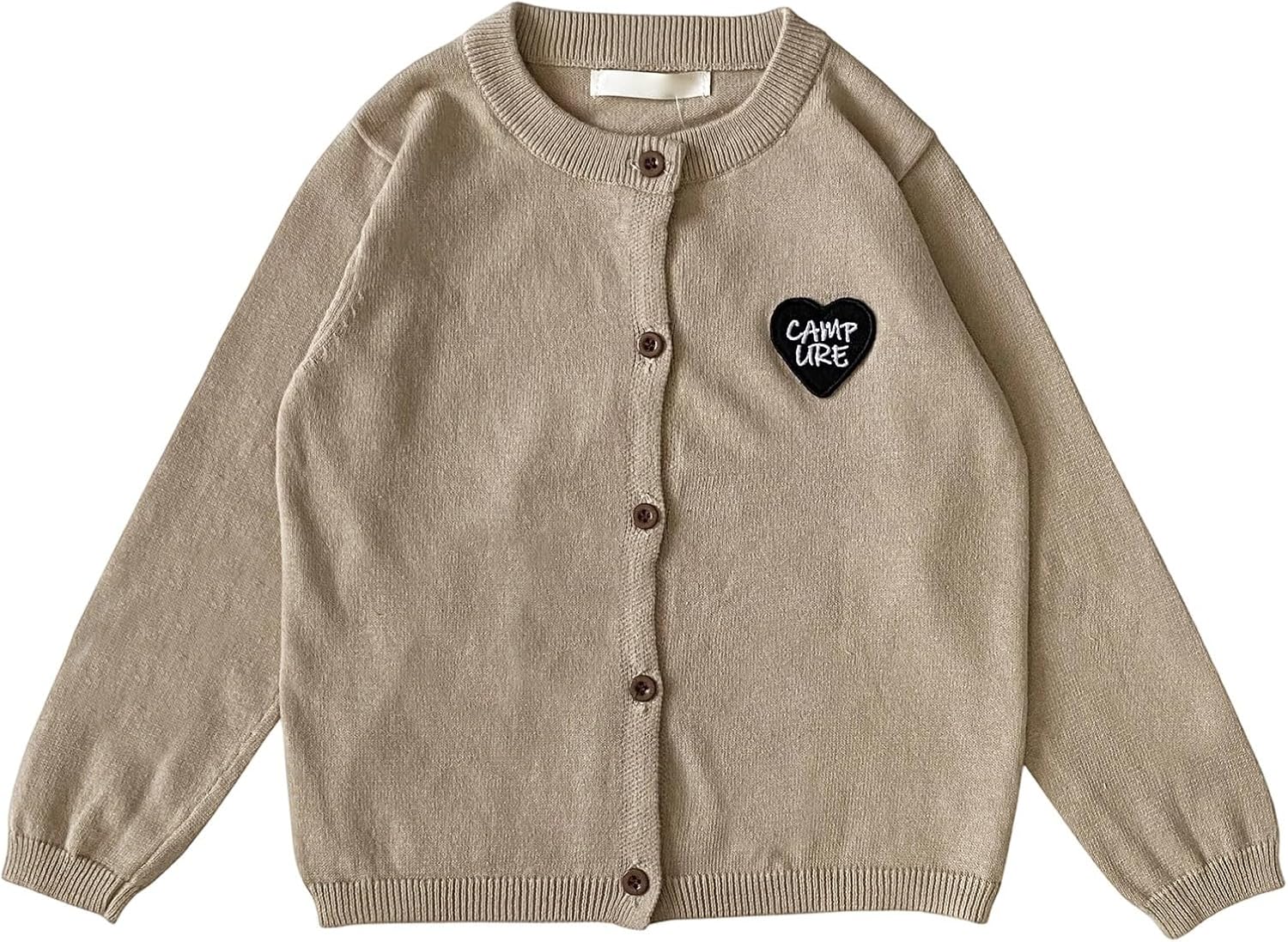 Kids Girl's Heart Letter Print Cardigan Button Down Knitted Sweaters Toddler Casual Long Sleeve Coat Solid School Uniform