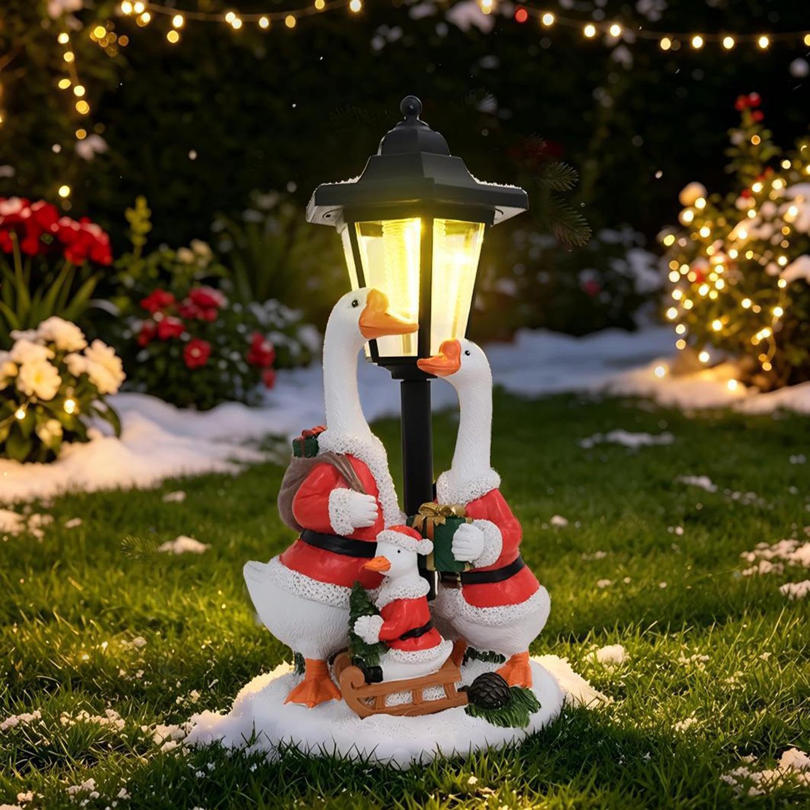 Ganso decorativo de porche navideños LED con sensor automático