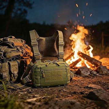 Tactical Chest Pack EDC Chest Bag Utility Molle Chest Rig Pouch with CCW Compartment Adjustable Strap Admin Pouch