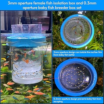 middlefloatingbreederbox Breeder Box for Fish Tank Isolation Aquarium Separator Hatchery Incubator for Guppy Baby Betta Saltwater Clownfish Coral Aggressive or Injured Fish (Middle Two-Piece Set)