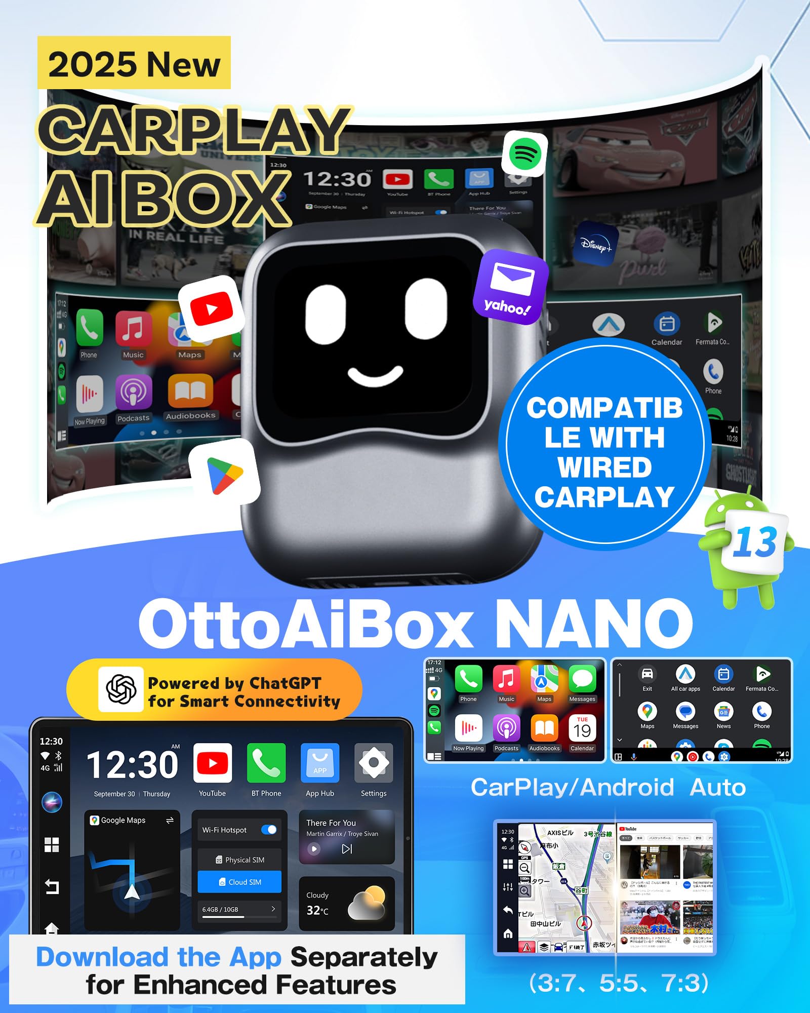 カーナビ Ottocast OttoAibox NANO CarPlay AIBox Amazon.co.jp: 【公式】オットキャスト OTTOCAST OttoAibox NANO