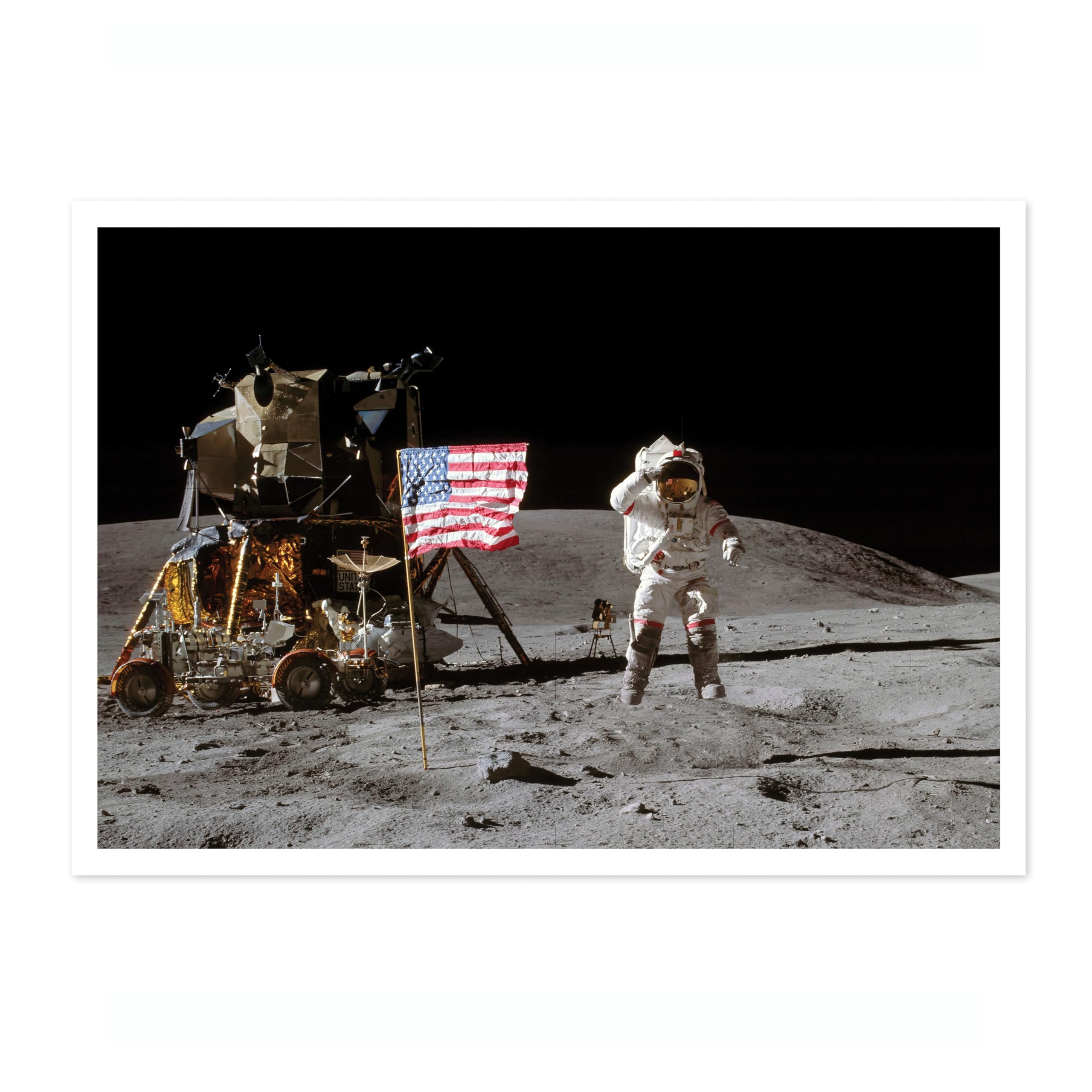 Moon Landing Vintage Space Poster, Retro Astronomy Illustration Print, Galaxy Planet Nasa Wall Art Painting Universe Moon Eclipse Office Home Decor, A4 (Print Only) - 29.7x21cm