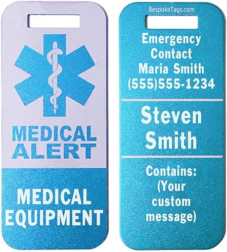 Vista 9 de Etiqueta de alerta médica Equipo médico - Información grabada personalizada (negro)