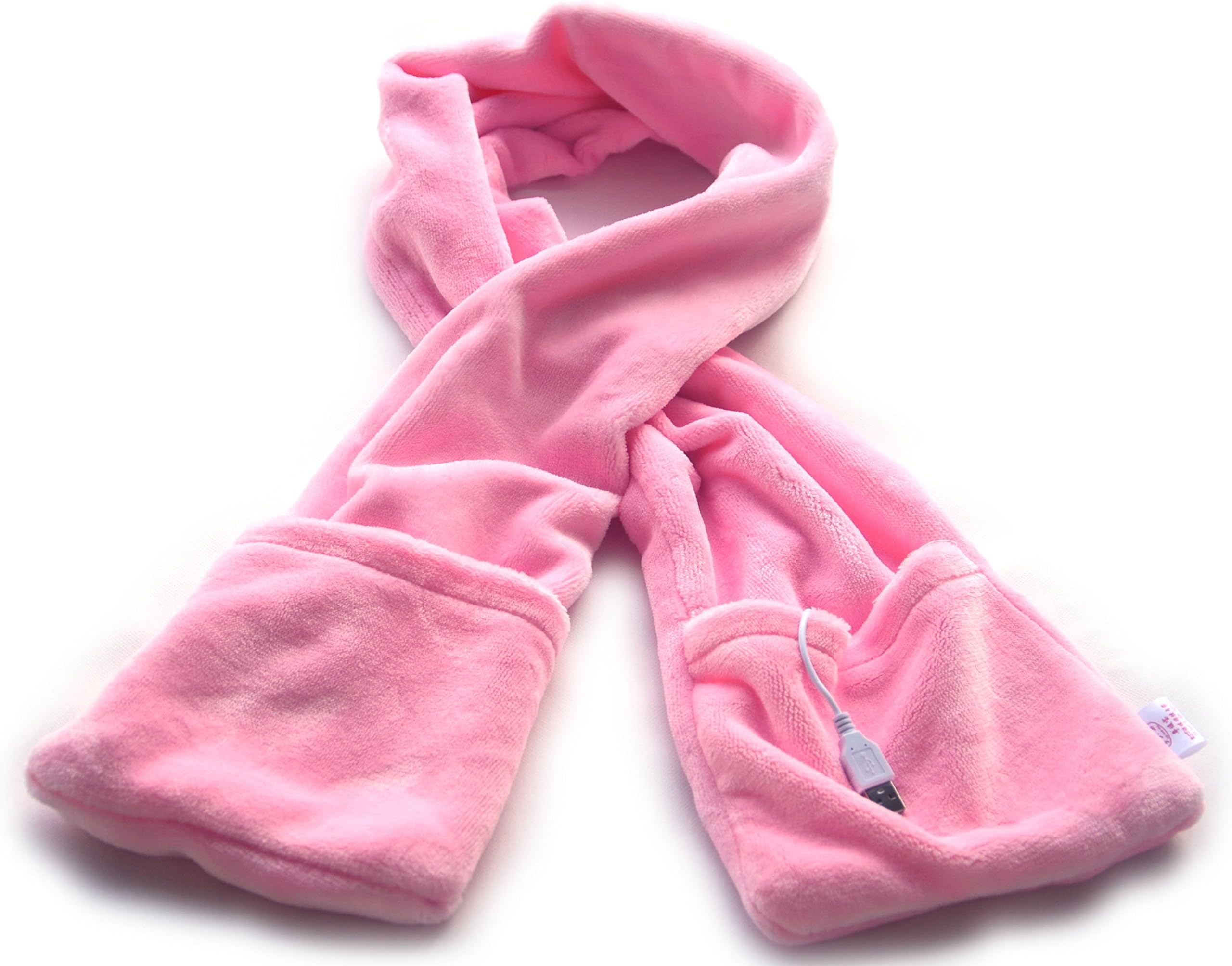 PITI USB Heated Neck Scarf with Warm Pocket Winter Warm Scarf Electric Warmer (pink)
