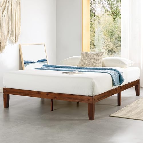 Miniatura 18 de Mellow Naturalista Classic - Cama de plataforma de madera maciza de 12 pulgadas con listones de madera, no necesita somier, fácil montaje, tamaño