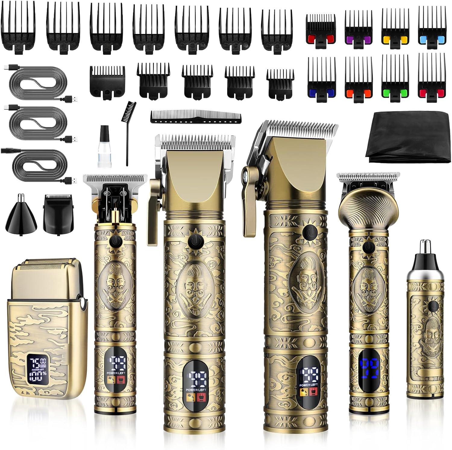 GSKY Hair Clippers for Men Professional,Beard Trimmer Kits & Sets, Cordless Mens Hair Trimmer, Electric Shavers, Haircutting Machine with LED Display, for Barber,for Gifts