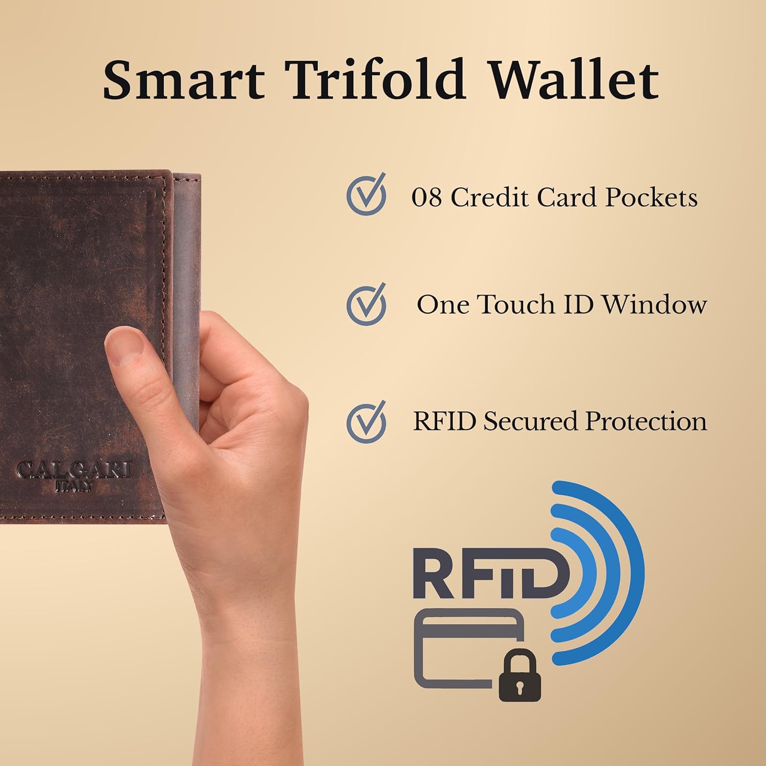 CALGARI® Italian Luxury Leather Wallets For Men | Trifold - Image 5