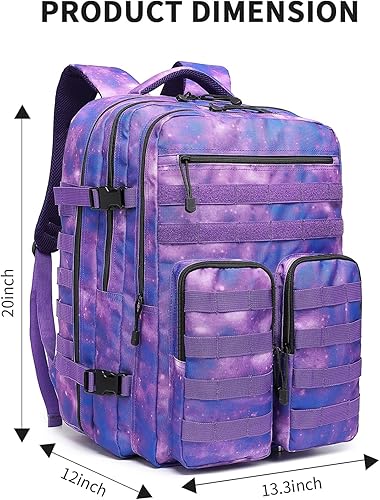 Miniatura 5 de Aodethon Mochila táctica militar de 45L Molle Army Assault Pack 3 Day Bug Out Bag Senderismo Treeking Mochila, Púrpura