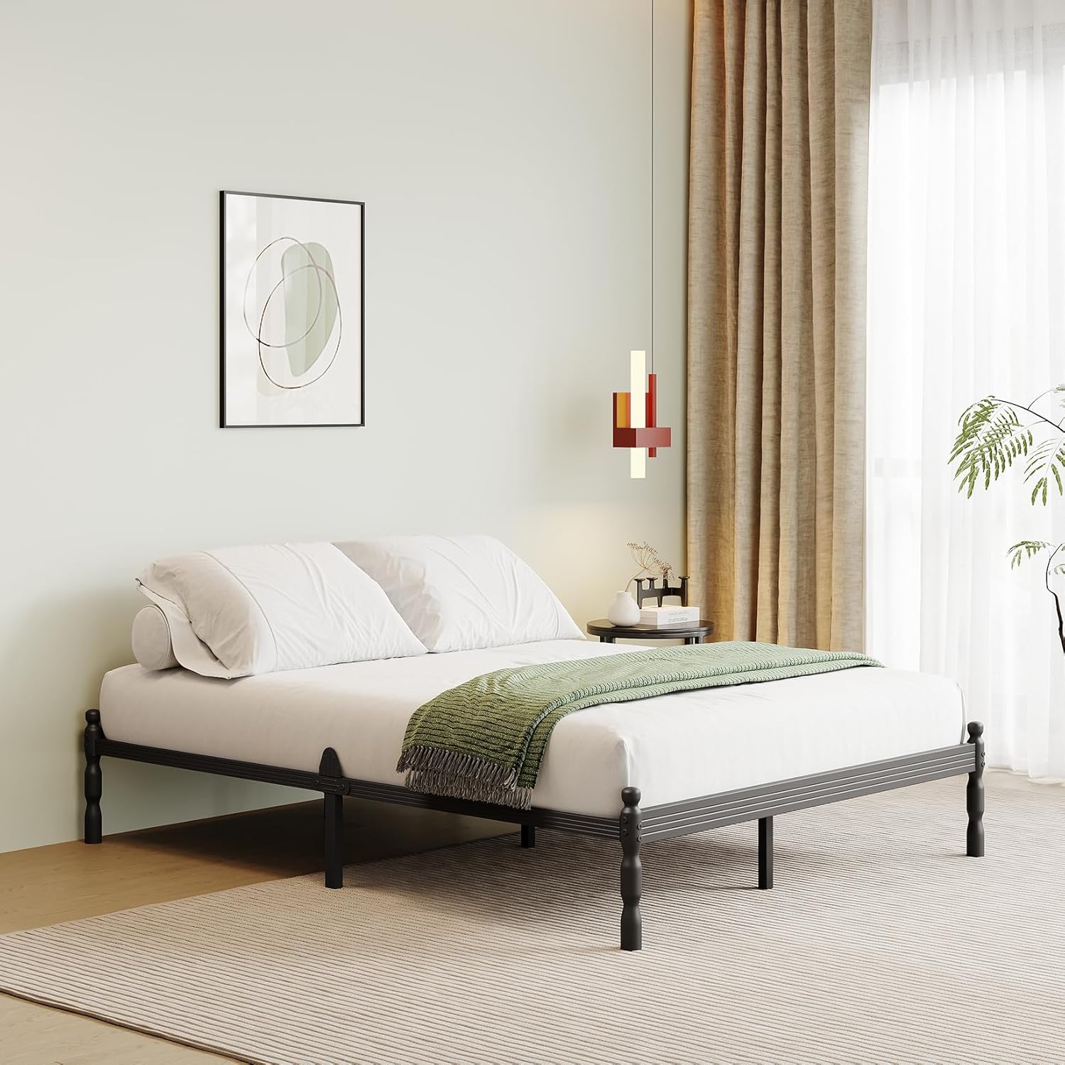 Hazena 12 Inch High Metal Bed Frame Full Size No Box Spring Needed, Platform Full Size Bed Frame, Prevent Mattress Sliding, Easy to Install, Noise Free