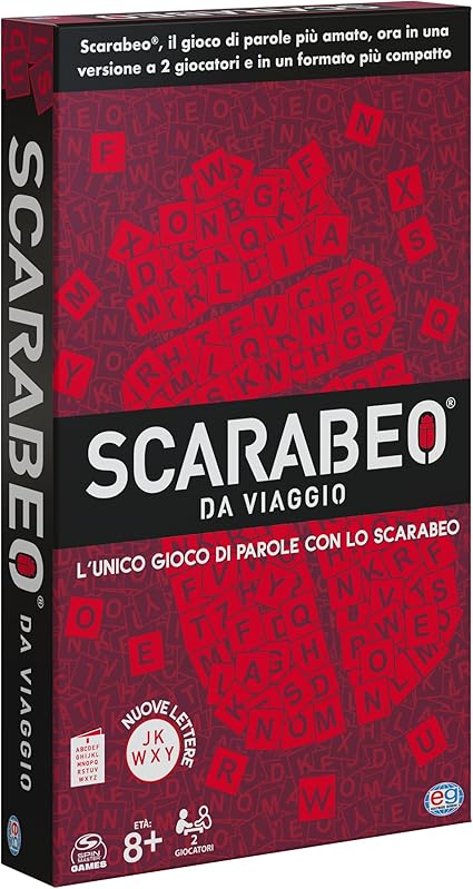 Editrice Giochi, SCARABEO, Scarabeo a 2 giocatori, gioco di parole in scatola, gioco da tavolo per tutta la famiglia, a partire da 8 anni, board game da 2 giocatori - Per sfide in famiglia