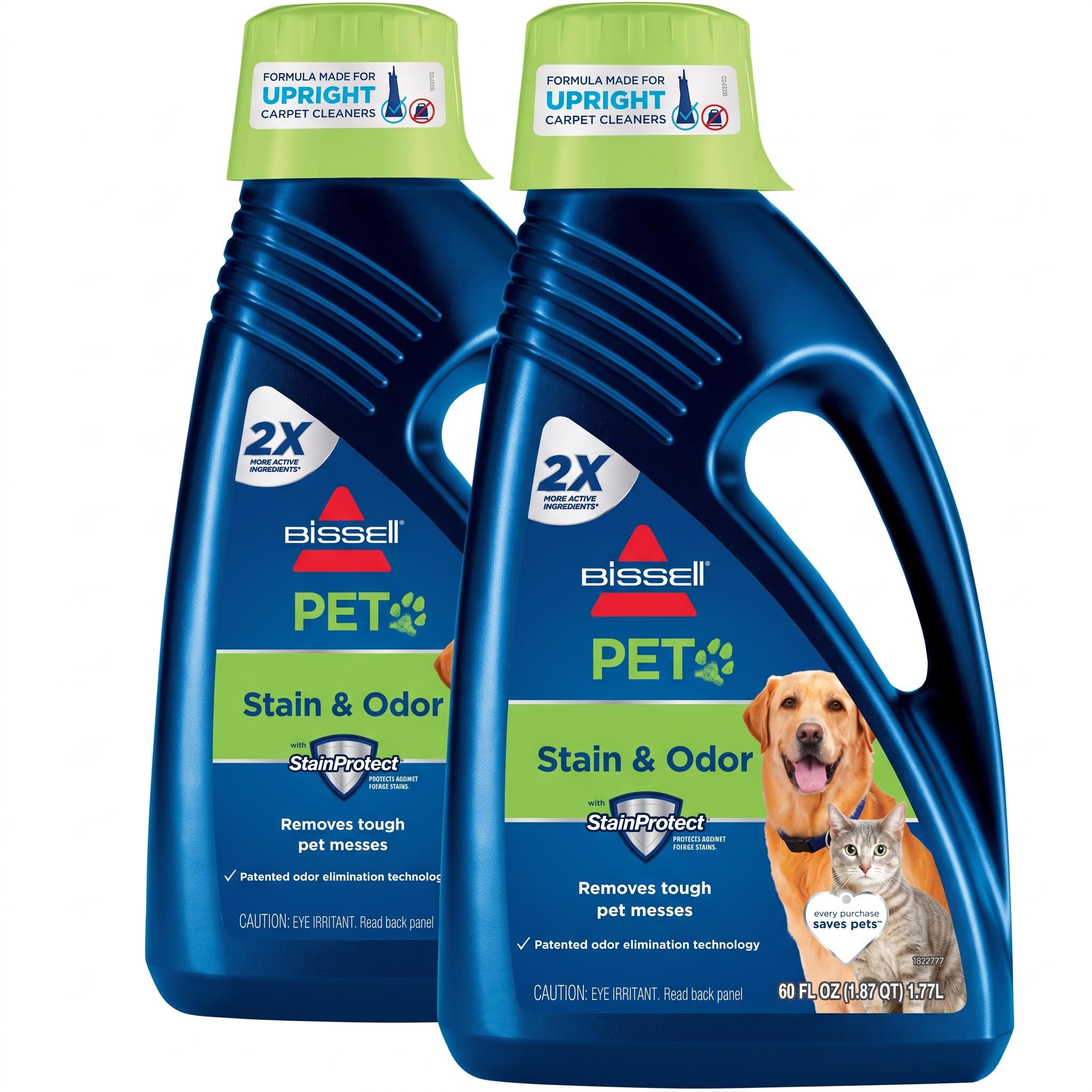 Bissell 2X Pet Stain &amp; Odor Full Size Machine Formula,60 ounces,99K52,(Pack of 2)