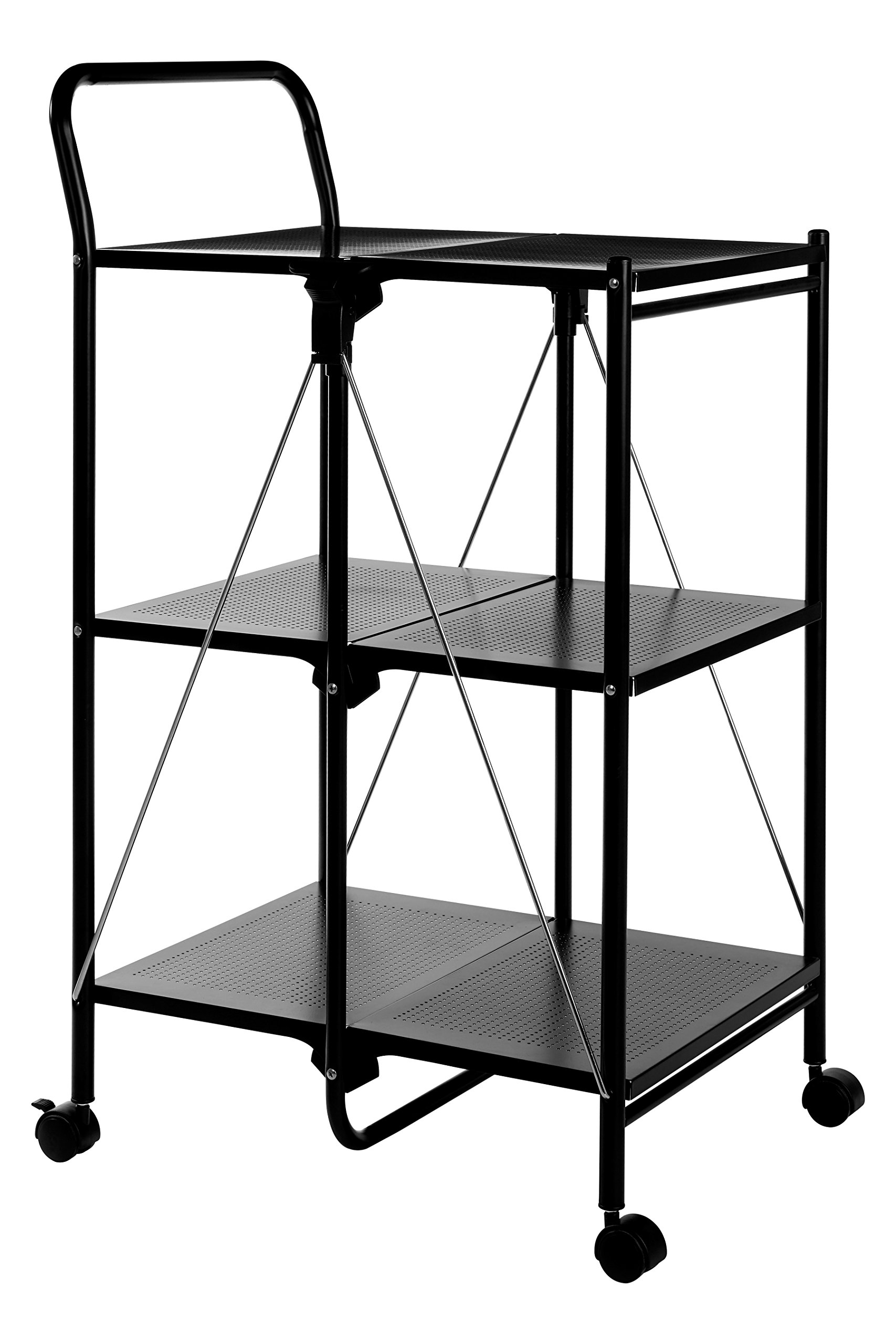 Premier Housewares Carro de Cocina Plegable, plástico y Metal Recubierto de Polvo, Color Negro
