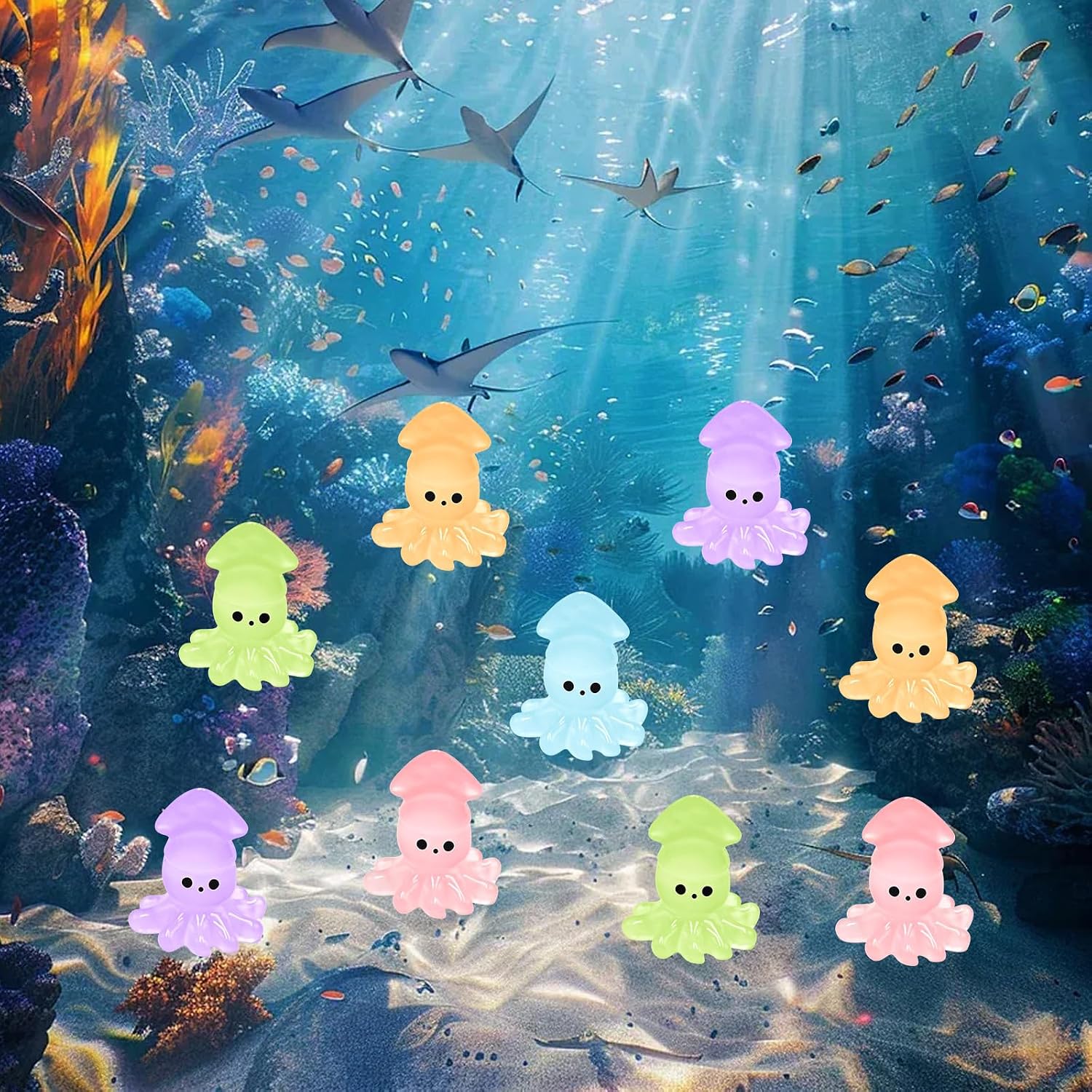 40 Pieces Tiny Squid Luminous Mini Resin Sea Animals Mini Squids for Dollhouse Micro Fairy Garden Landscape Aquarium Birthday Decorations image 5