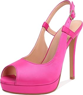 Peep Toe Platform Heels for Women Stilettos High Heel Patent Slingback Pumps Solid Dating Party Wedding Dress Sandals Shoes 4.72 Inch
