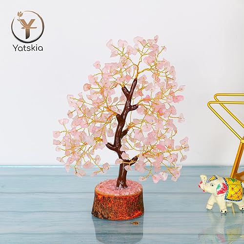 Miniatura 5 de Árbol de piedras preciosas de cuarzo rosa, árbol de cristal para energía positiva, figura de Feng Shui, bonsái de dinero, árbol de cuarzo rosa,