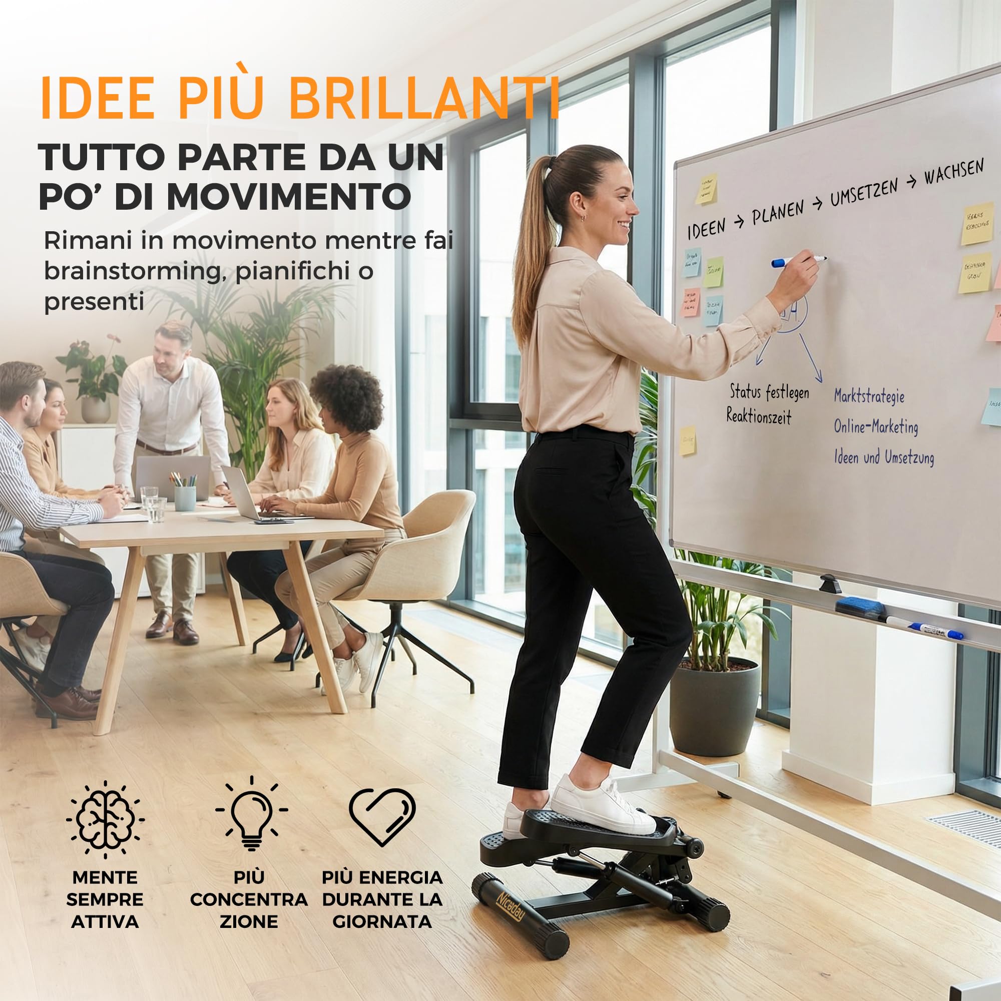 NICEDAY Stepper Twist per Allenamento, Mini Stepper da Casa con Fasce di Resistenza e Monitor LCD, Salvaspazio, Pedali Antiscivolo, Allenamento Total Body