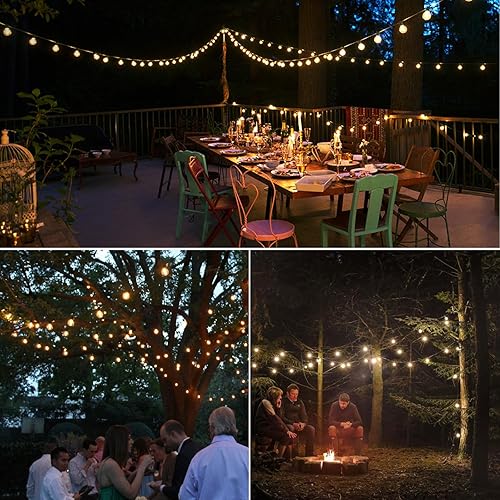 Miniatura 6 de Guirnalda de luces LED para exteriores de 30 pies, impermeable, 2200 K ST38, luces LED para exteriores para patio con 16 bombillas Edison vintage