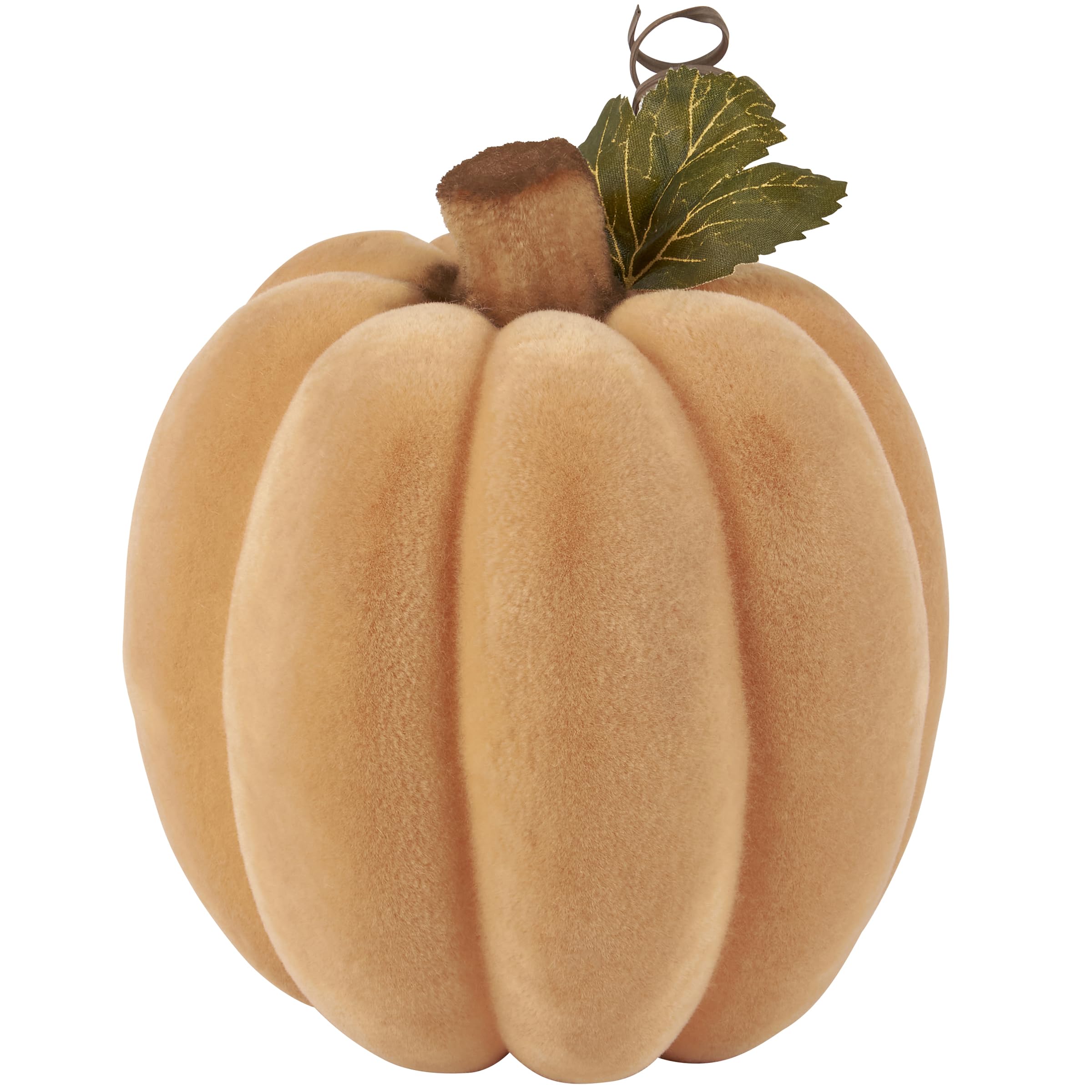 Calabaza naranja flocada de 5 pulgadas de plástico por Primitives by Kathy