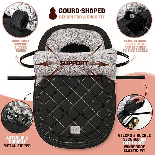 Miniatura 3 de ACRABROS Funda de asiento de automóvil para bebé toldo de invierno para niño y niña, recién nacido, con cremallera, ventana mirada, cálida,