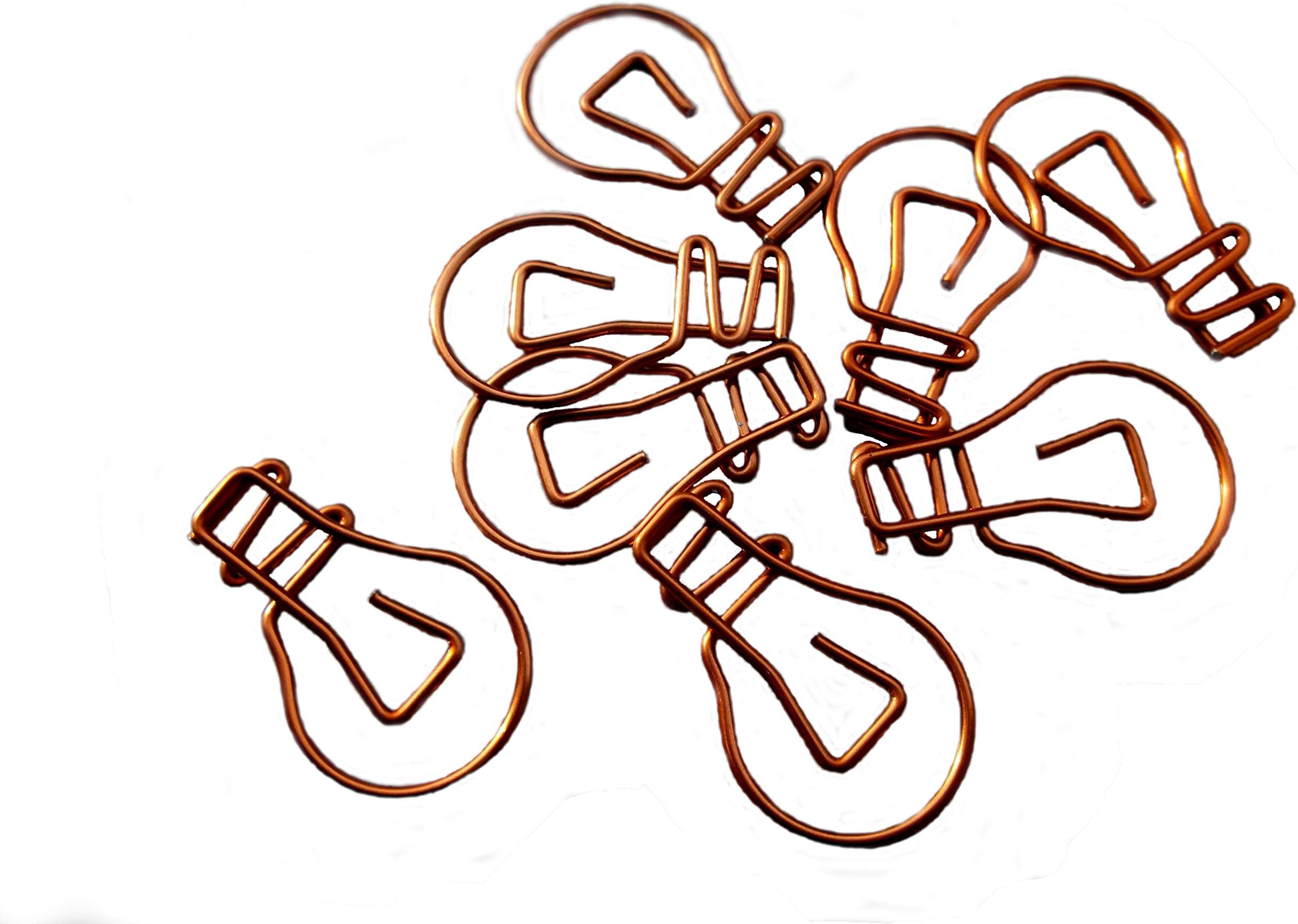 Novelty Bulb Shape Paper Clips for Office, School Or Home, Pack of 10, Cooper Red- Mini Gesture Gift
