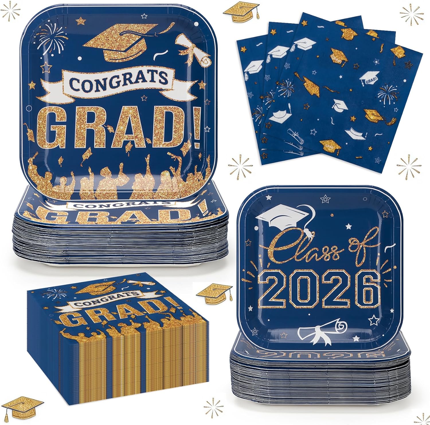 200Pcs St. Patrick’s Plates and Napkins Party Supplies｜7&9inch Green Shamrock Plaid Plates and Paper Napkins｜Disposable Tableware for Happy Patricks Day,50 Guests