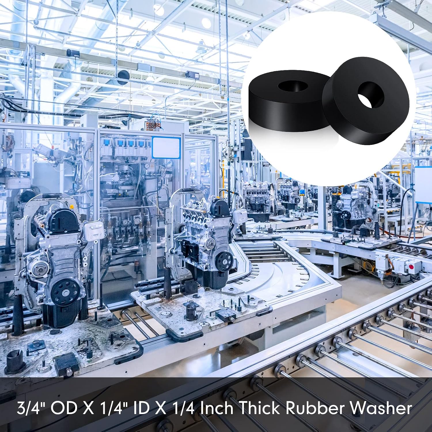 Thick 1/4 Rubber Washers, 3/4 Inch OD x 1/4 ID x 1/4 Inch, 25 Pack