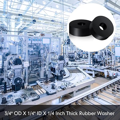 Miniatura 5 de Arandelas de goma gruesa de 34 pulgadas de diámetro exterior x 14 pulgadas de diámetro interior x 14 de pulgada de grosor, buje de goma negro,