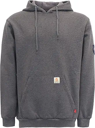 BOCOMAL FR Hoodies Pullover 10.5oz Cotton Fleece Flame Resistant Hooded Sweatshirts