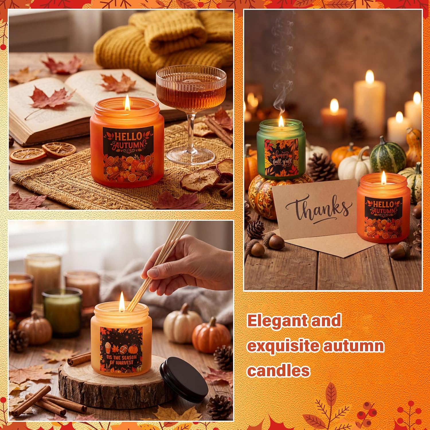 MTLEE 24 Pack Fall Scented Candles Soy Wax Autumn Jar Candles, 6 Scents