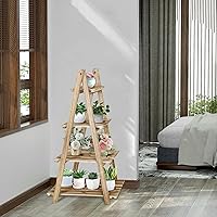 Vista 2 de Estante de escalera de 4 niveles, estantes de escalera para plantas, estante de escalera plegable, estantería de escalera para oficina, dormitorio