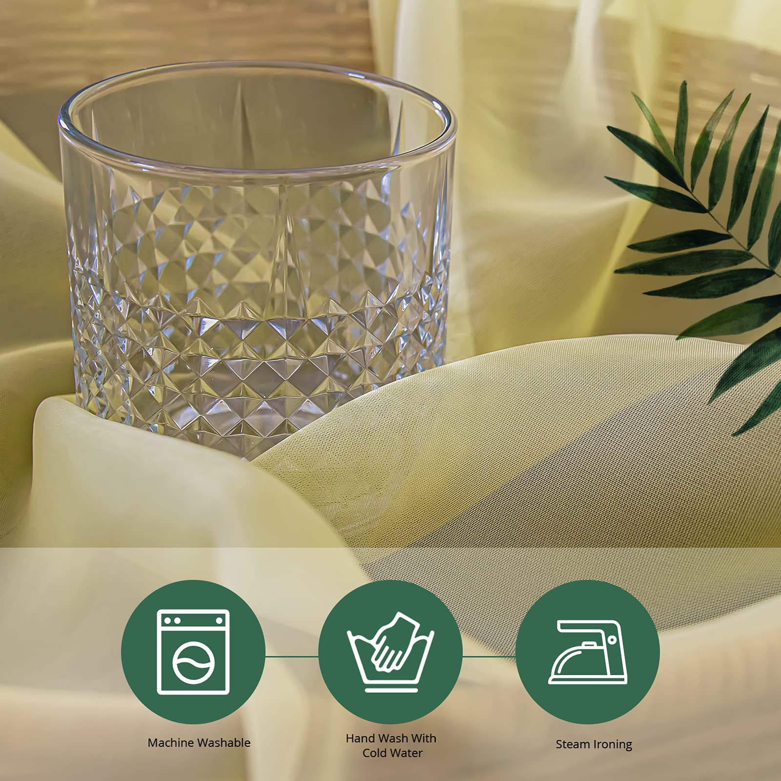SIMPVALE - Tende a 2 Pannelli in Voile Trasparente con Occhielli, per finestre, Balcone, Soggiorno, Larghezza 140 cm/Altezza 270 cm, Giallo