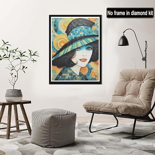 Miniatura 4 de Kits de pintura de diamantes 5D para mujer, taladro redondo completo, pintura de bricolaje con diamantes, estilo abstracto, diamantes de imitación,