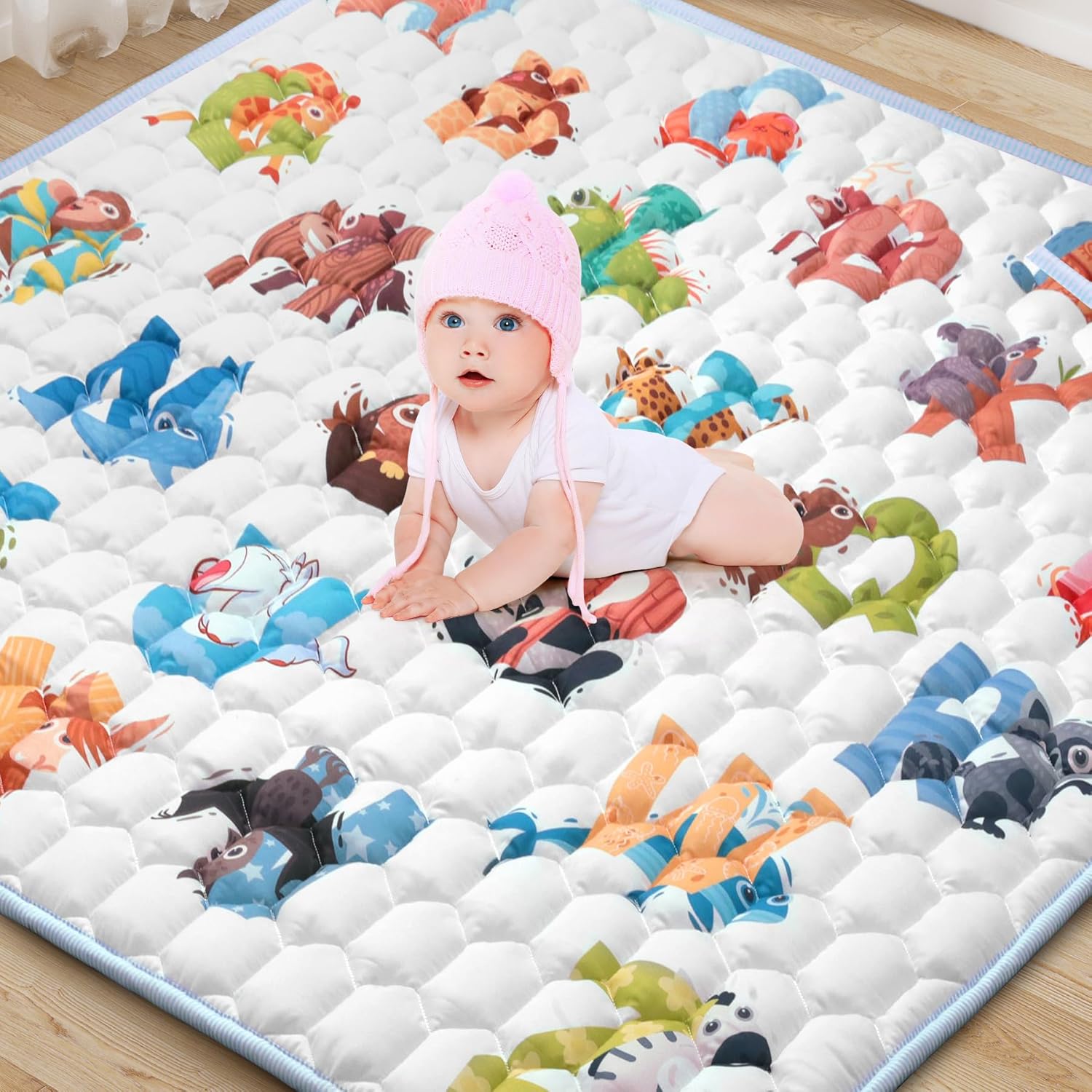47"x47" Premium Baby Play Mat - Extra Thick, Non-Slip & Machine Washable Foam Floor Mat for Infants, Babies & Toddlers, Fits Playpens, Alphabet Design, Foldable & Odorless
