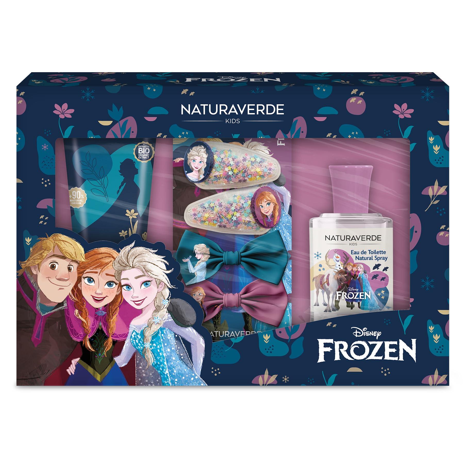 FROZEN | Frozen Gift Set, Profumo 30ml + Bagnoschiuma 100ml + Mollette Glitter - Set Elegante e Divertente per la Cura dei Più Piccoli