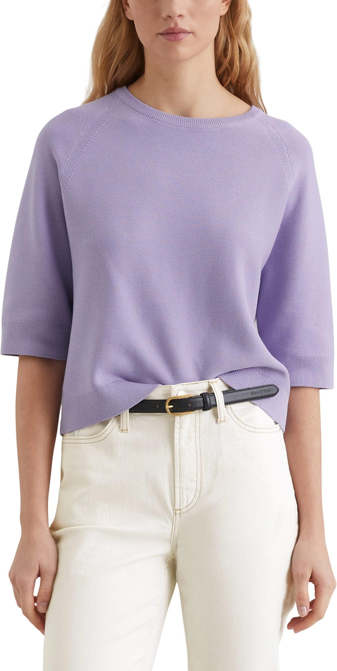 Marc O'Polo Denim Damen Pullover aus Bio-Baumwolle Loose Fit, Lila (Wild Orchid), XL