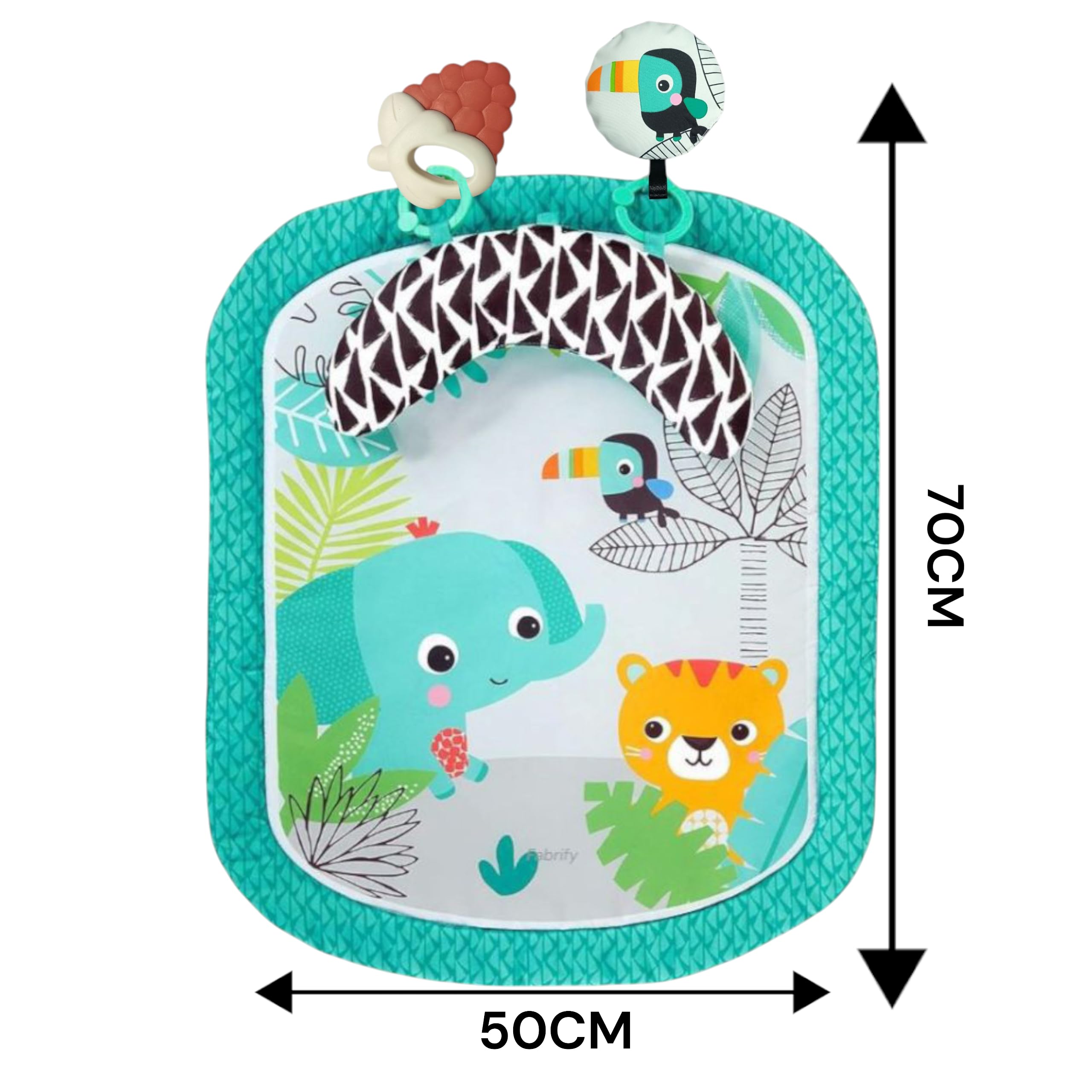 Fabrify Tummy Time Baby Mat with Teethers and Mirror, Sensory Development Toy Educational Toy to Develop Hand and Eye Movement Play Tummy Time Mat, Baby Play Mat, Sensory Toys for 0-12 Months (Green) - Image 2 thumbnail