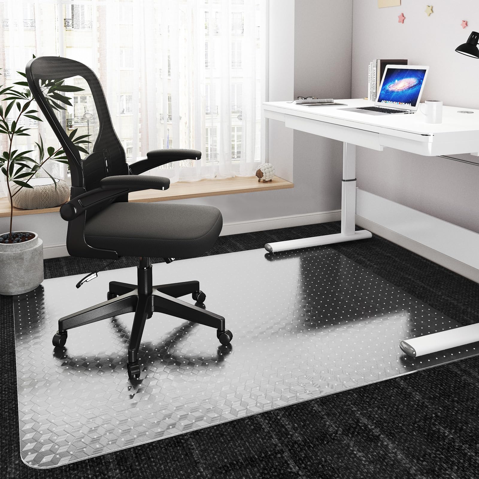 Office Chair Mat for Carpets, 120 x 90 cm Desk Chair Mat for Rolling Chairs on Low Pile Carpets, Easy Glide Floor Mat for Home, Gaming