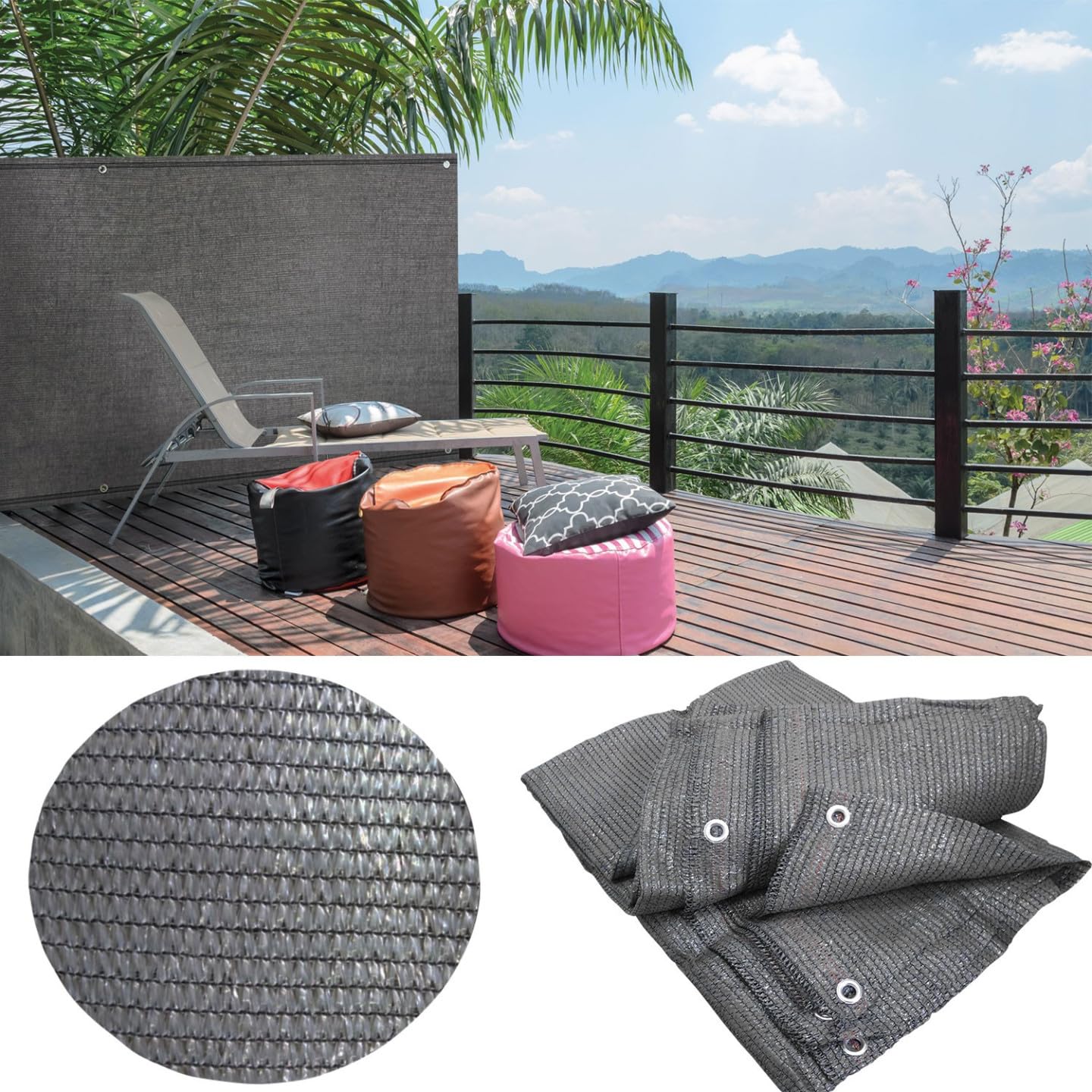 Brise Vue renforcé 1,5 x 10 M Gris 90 GR/m²