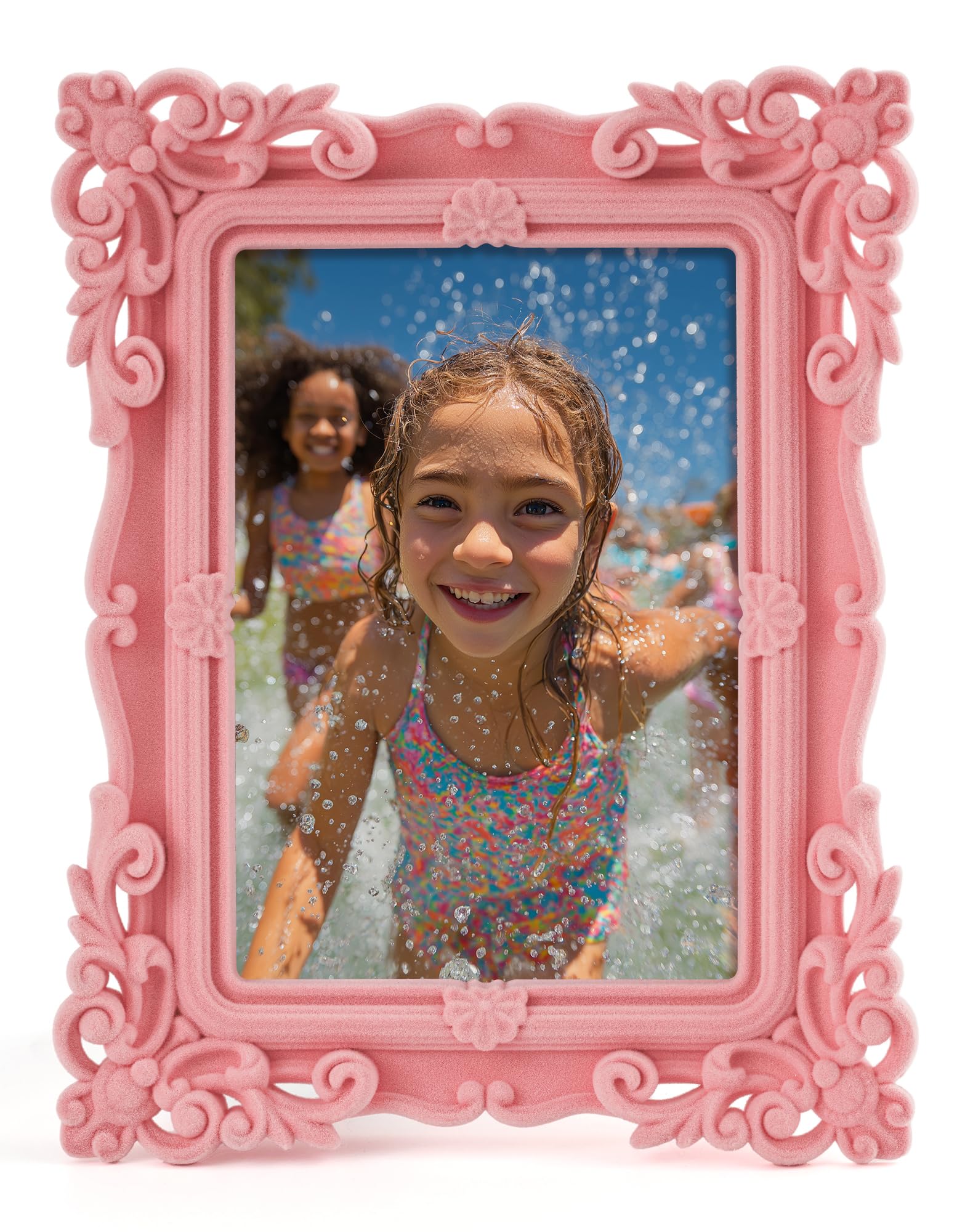 Cadre photo rose 10x15 cm pour sublimer vos portraits et égayer un bureau vide