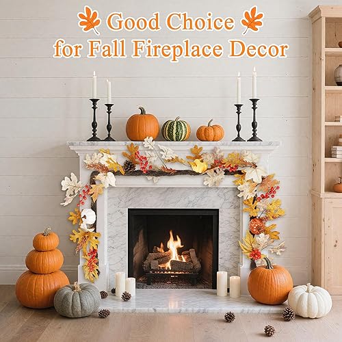 Miniatura 3 de Guirnalda de otoño con luces, guirnalda de calabaza para centro de mesa, guirnalda de otoño para manto, cena de Acción de Gracias, chimenea, puerta,