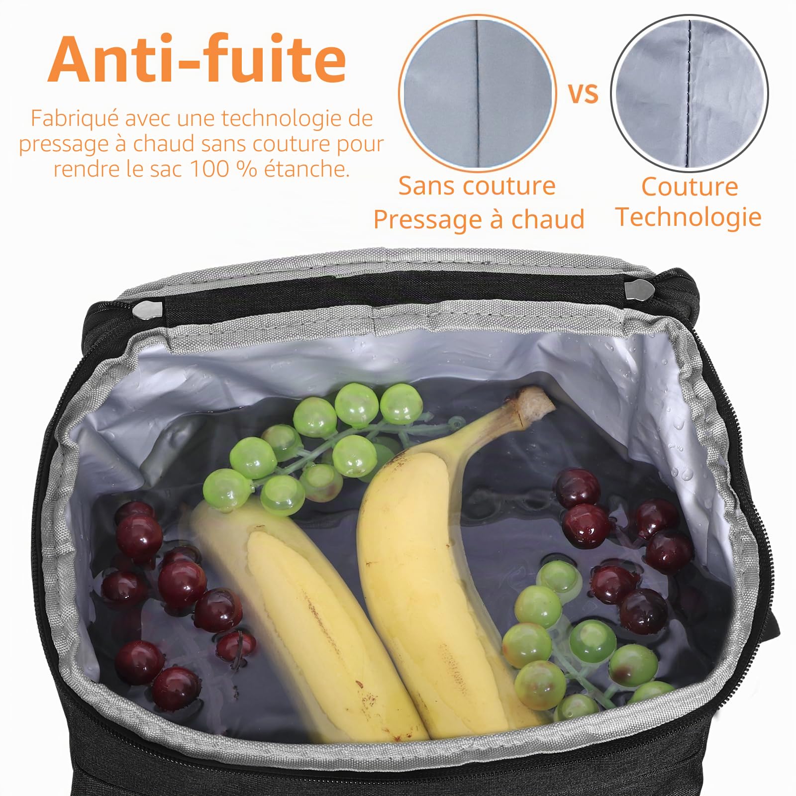 Sac à dos isotherme de 26 l - Extra large - Sac isotherme - Sac à dos de pique-nique étanche - Ultra léger - Pour homme et femme - Pour le camping, le barbecue, la randonnée, les pique-niques