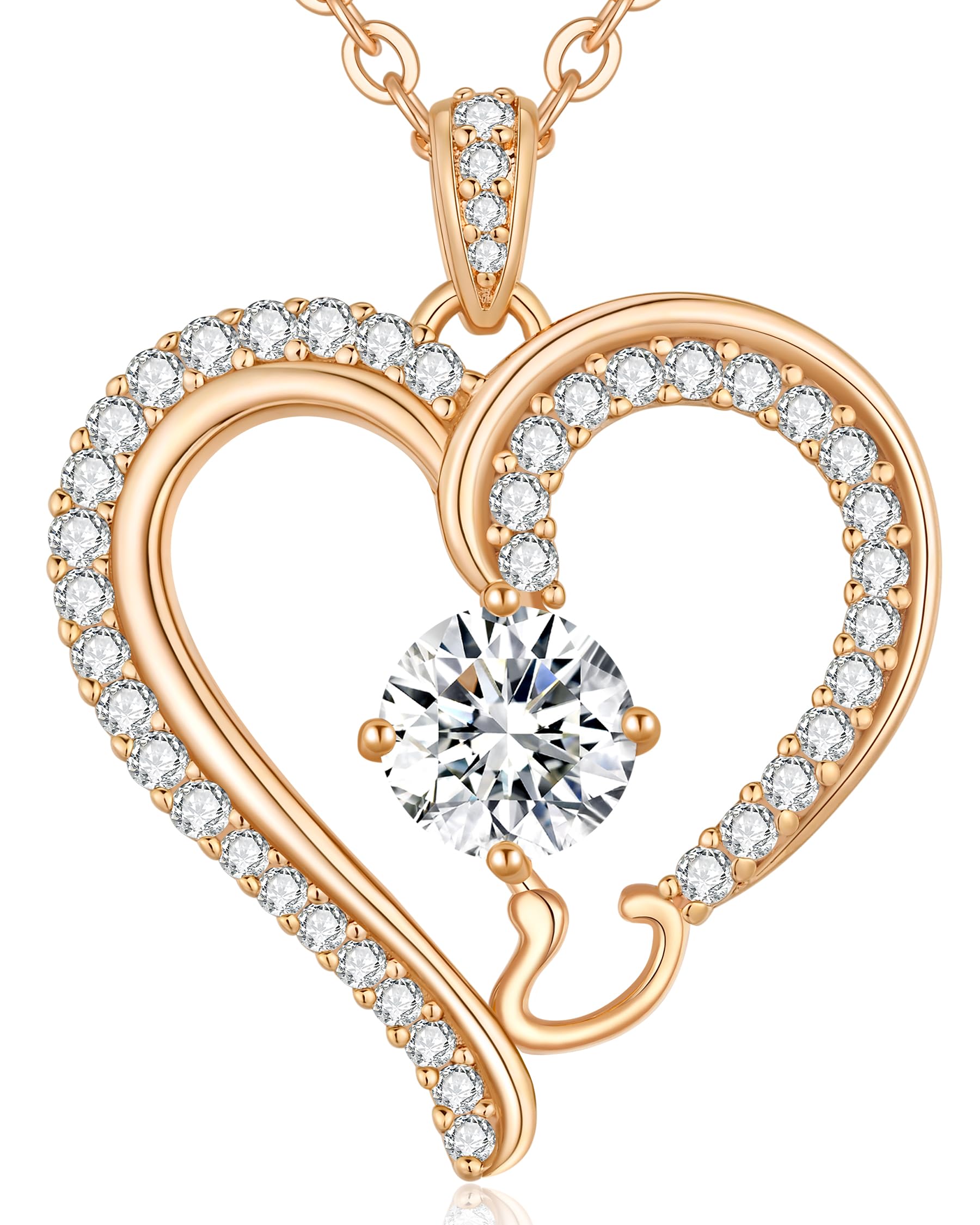 CDE Kette Damen mit Buchstabe Anhänger Herz Anhänger mit Zirkonia Schmuck Halskette für Frauen Geschenk für Freundin, Mama, Frau zum Geburtstag, Valentinstag Weihnachtsgeschenke