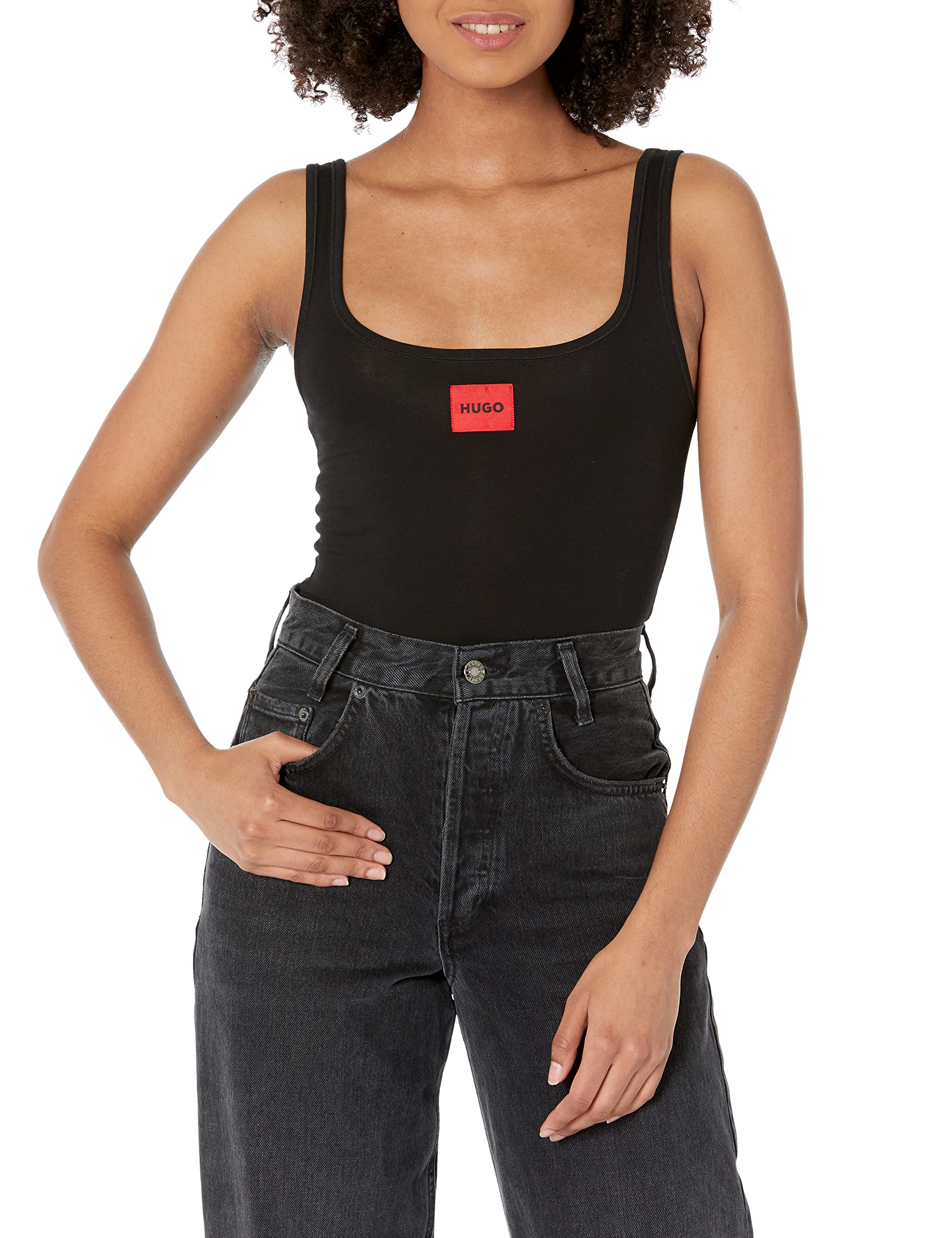 HUGO baby-boys Square Logo Cotton Bodysuit