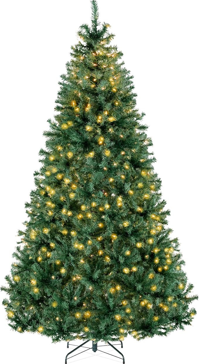 Best Choice Products 6ft Pre-Lit Christmas Tree Premium Hinged Artificial Pine Lighted Holiday Tree for Home, Office w/ 1,000 Branch Tips, 250 Lights, Metal Hinges, Foldable Base