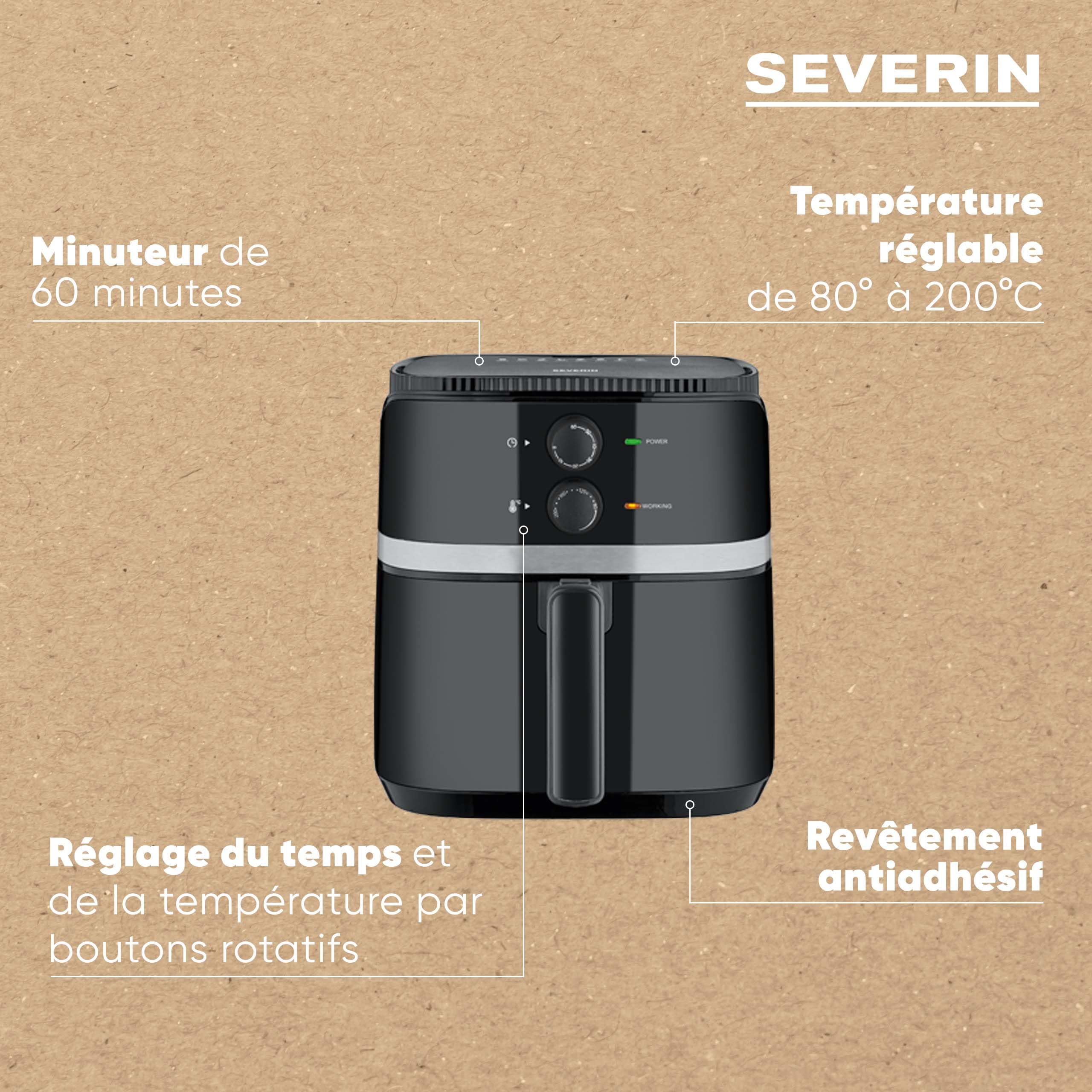 Severin Fr 2452 Frytkownica Beztłuszczowa, Czarny/Srebrny, 5 L