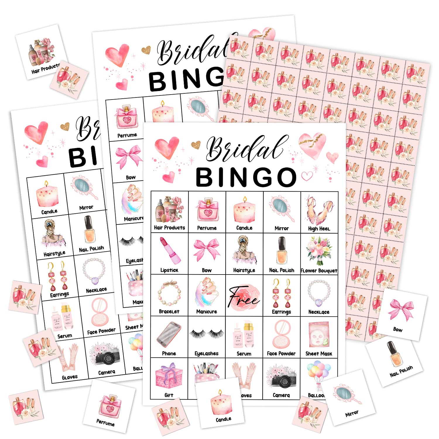YUEXLL Bridal Shower Bingo Card Set - 24 Players, Wedding Shower Bachelorette Party Activities for Family Friends, Bingo Game Engagement Party Favor